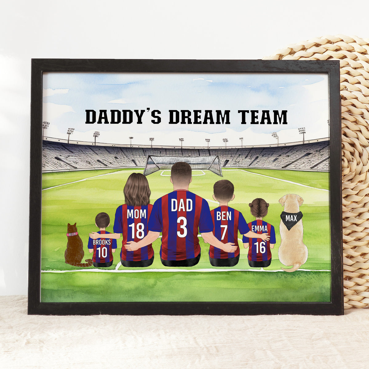 Custom Soccer Dad Family Portrait | Daddy's Dream Team Gift