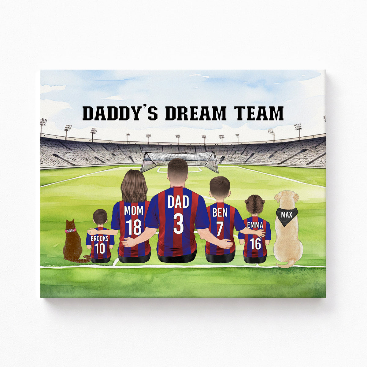 Custom Soccer Dad Family Portrait | Daddy's Dream Team Gift
