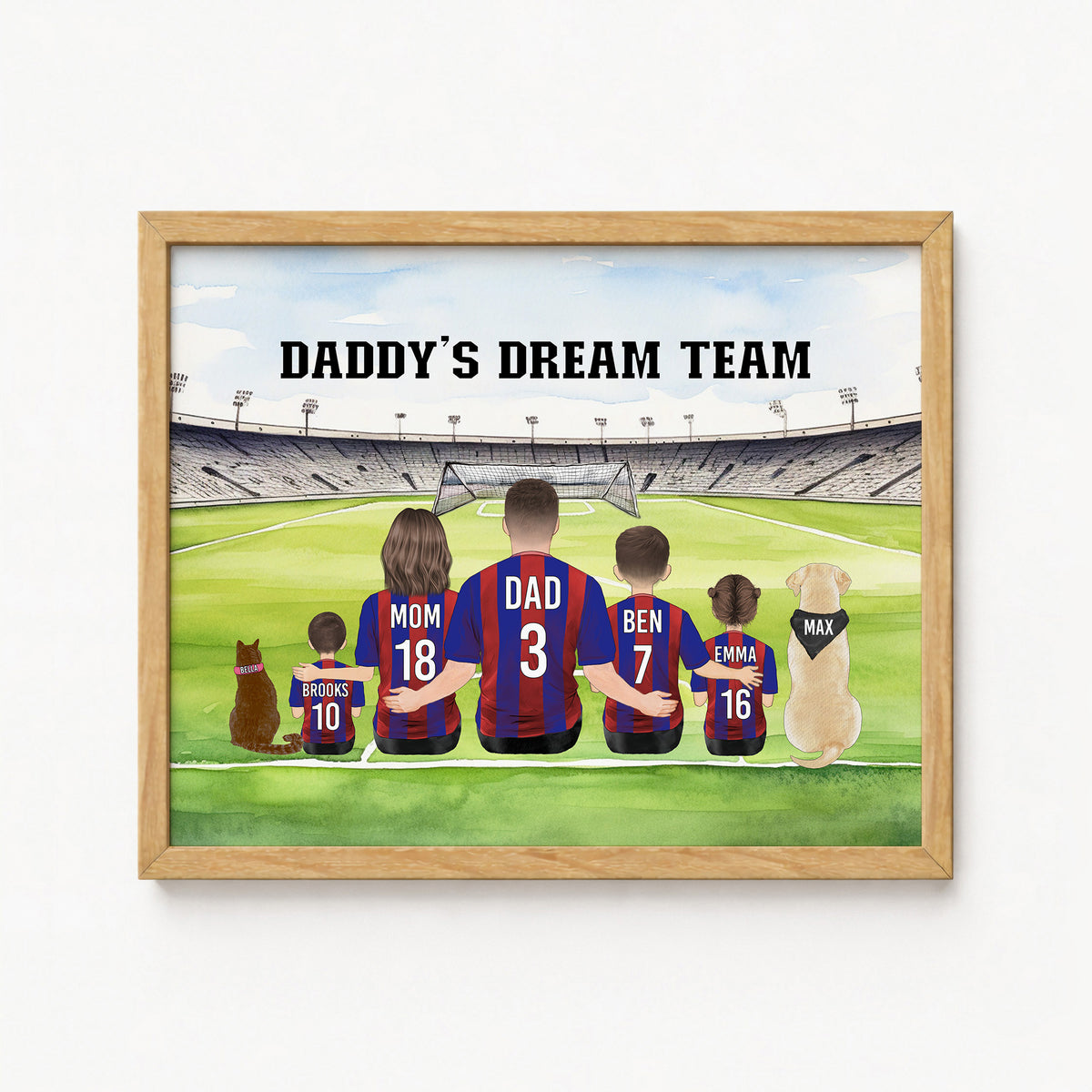 Custom Soccer Dad Family Portrait | Daddy's Dream Team Gift