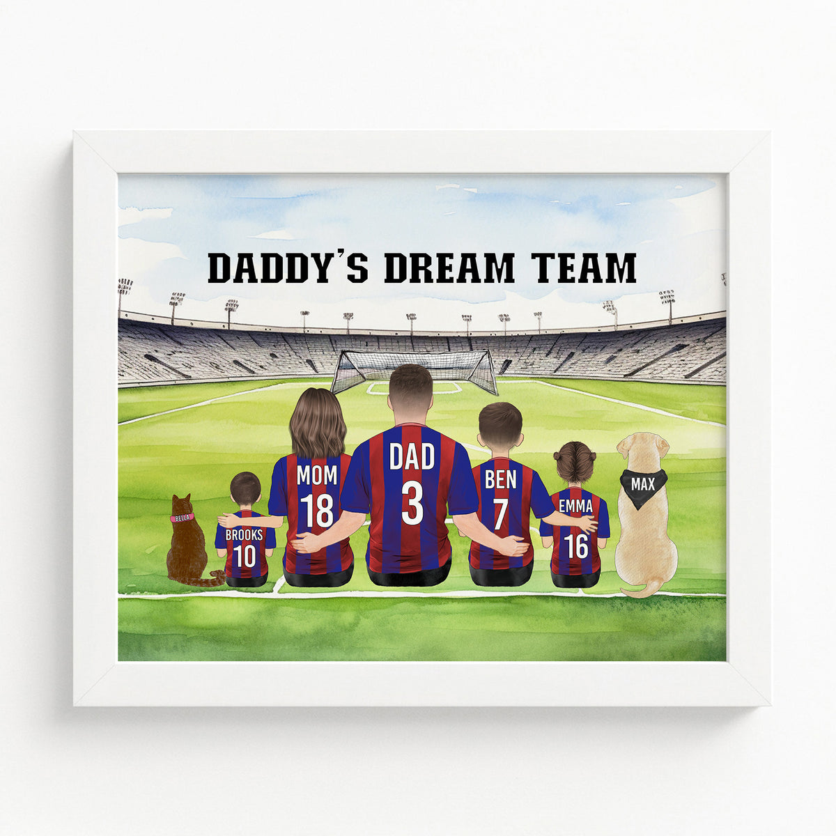 Custom Soccer Dad Family Portrait | Daddy's Dream Team Gift