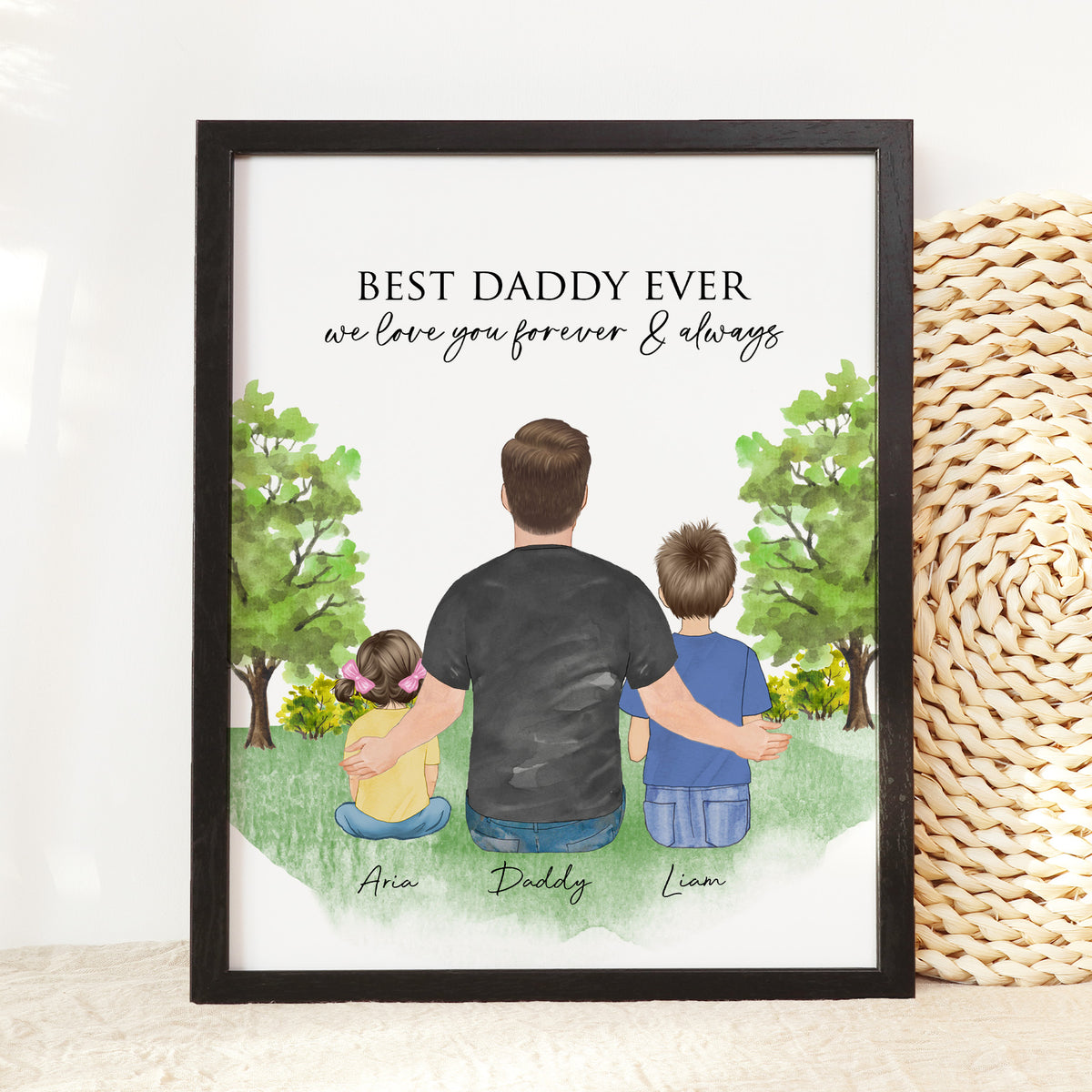 Personalized Dad & Kids Portrait | Gift from Kids