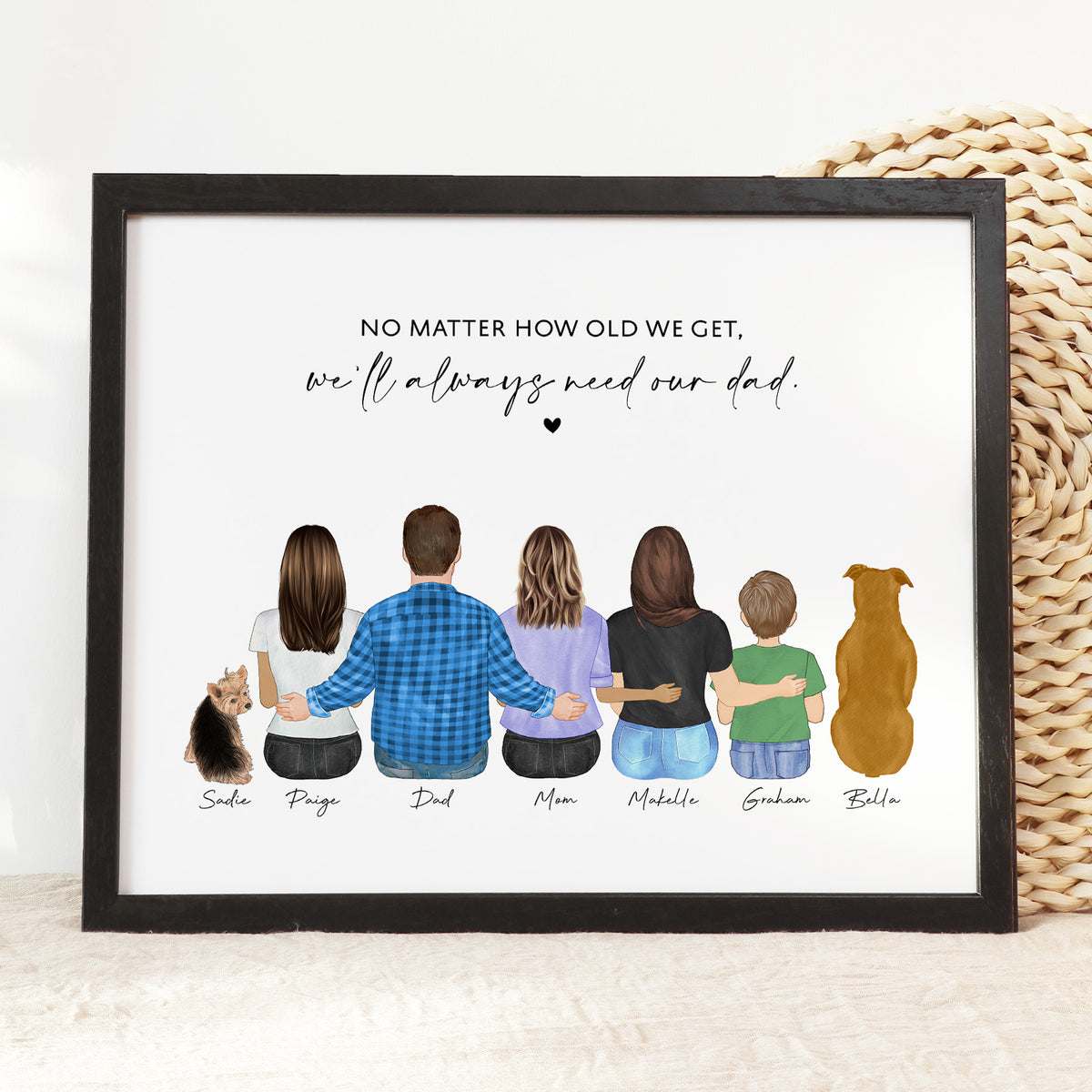 Custom Dad & Family Portrait | Father Gift from Grown Kids