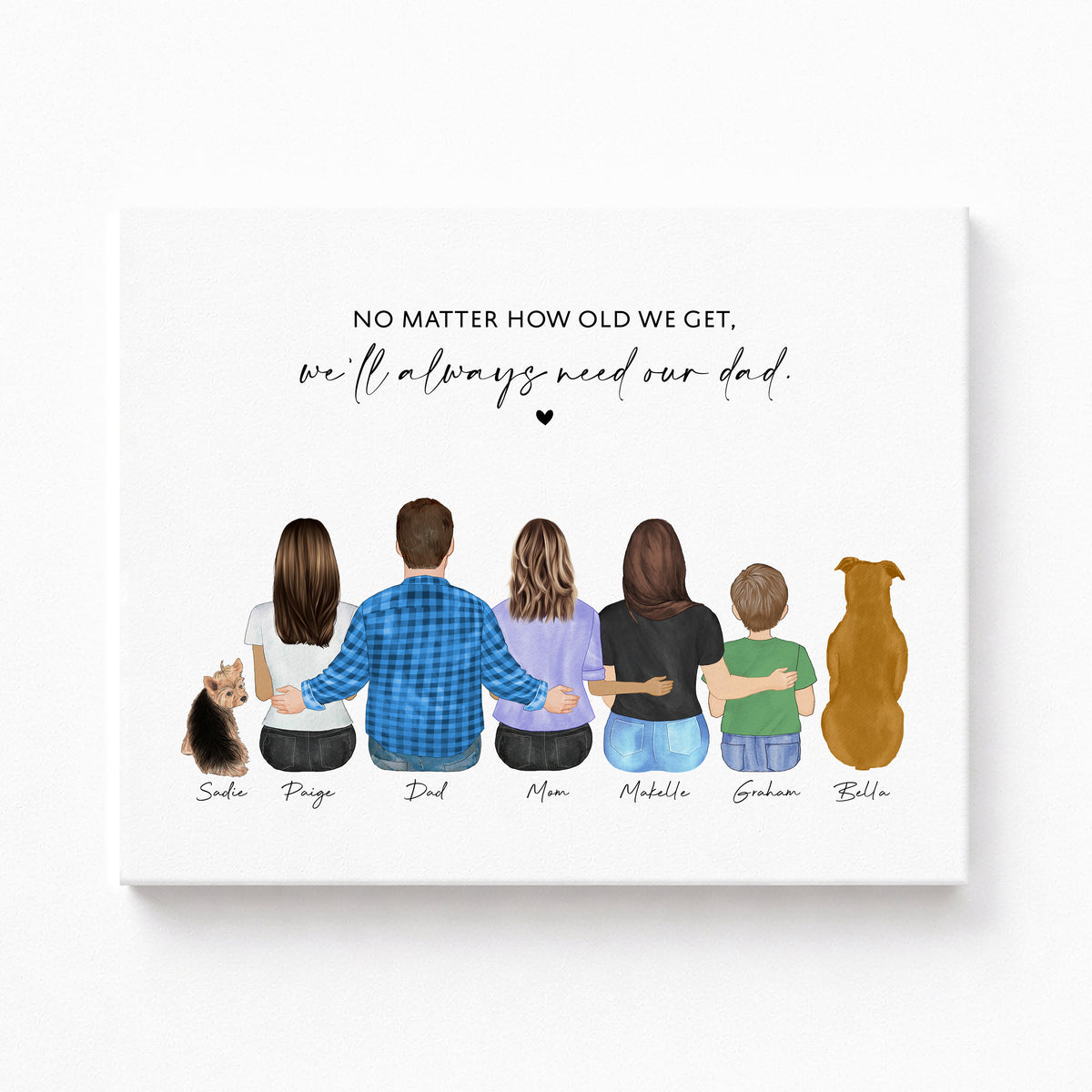 Custom Dad & Family Portrait | Father Gift from Grown Kids