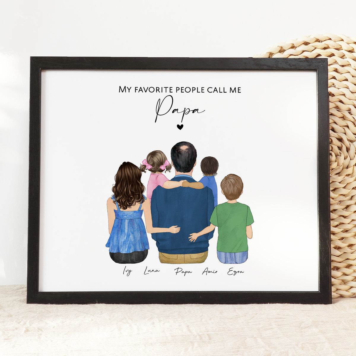 Custom Papa & Grandkids Portrait | Grandfather Gift