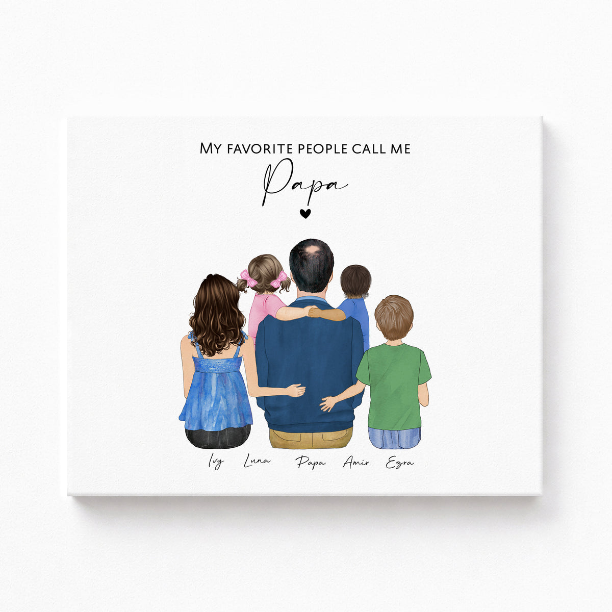 Custom Papa & Grandkids Portrait | Grandfather Gift