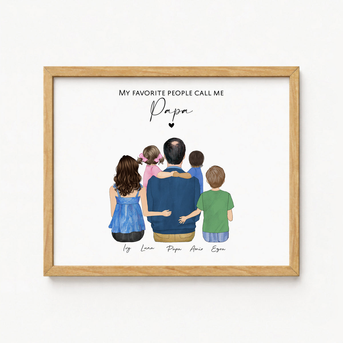 Custom Papa & Grandkids Portrait | Grandfather Gift