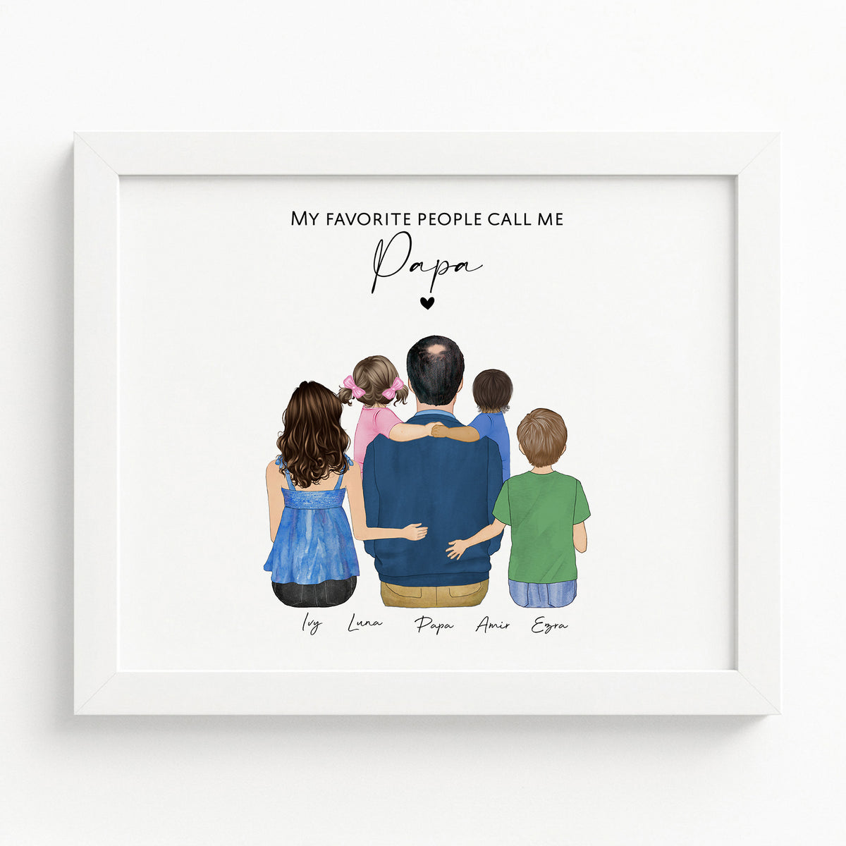 Custom Papa & Grandkids Portrait | Grandfather Gift