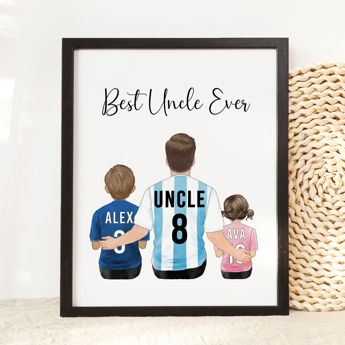 Custom Soccer Uncle & Niece Nephew Portrait | Gift for Uncle