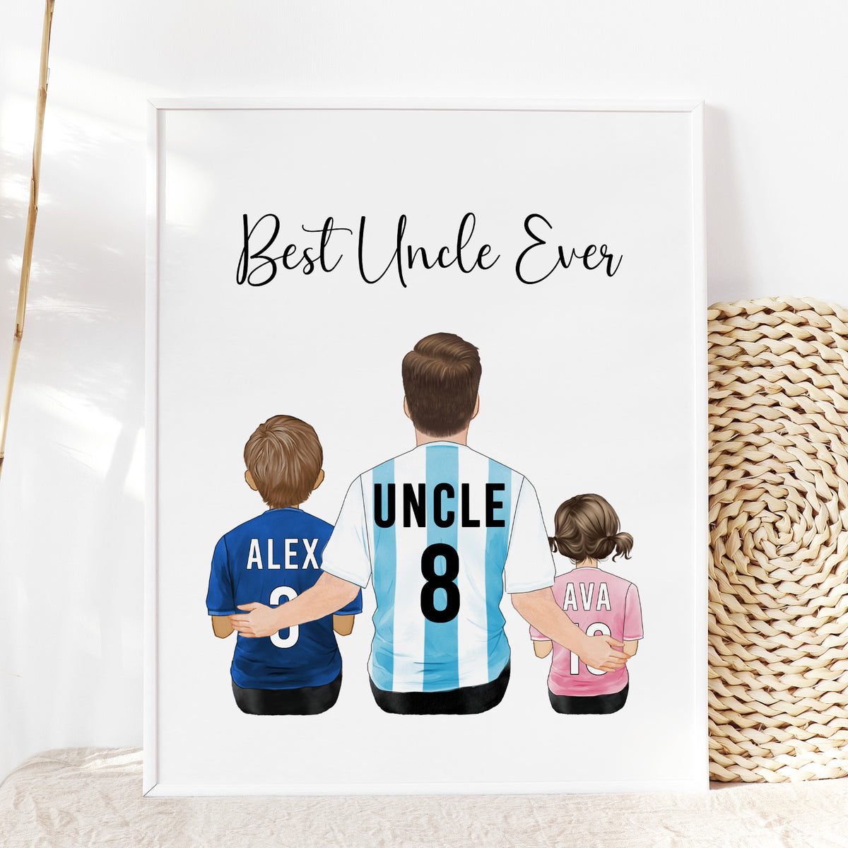 Custom Soccer Uncle & Niece Nephew Portrait | Gift for Uncle