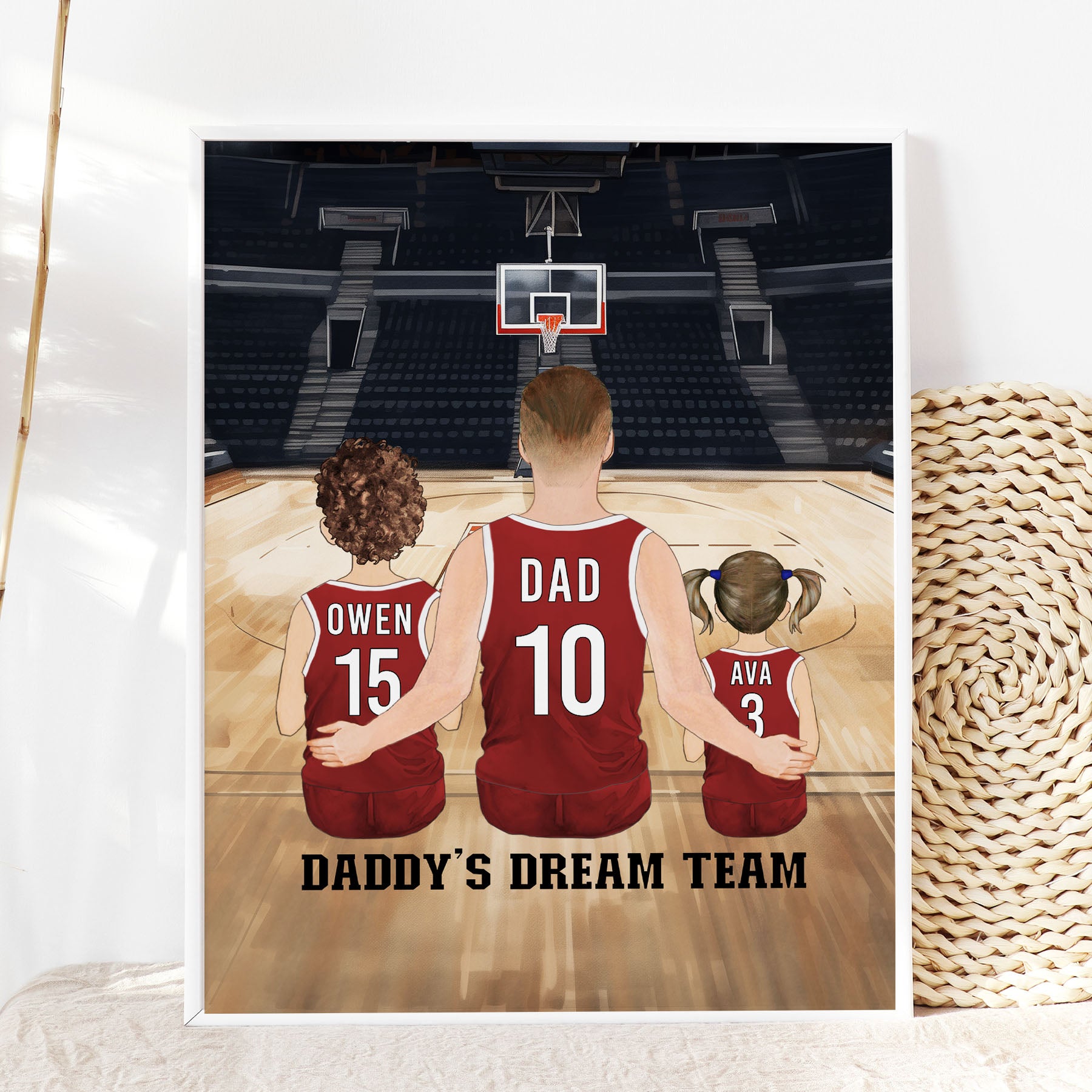 Dad and Children Basketball Portrait