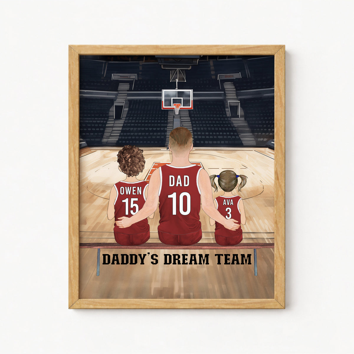 Custom Dad & Kids Basketball Portrait | Father's Day Sports Gift