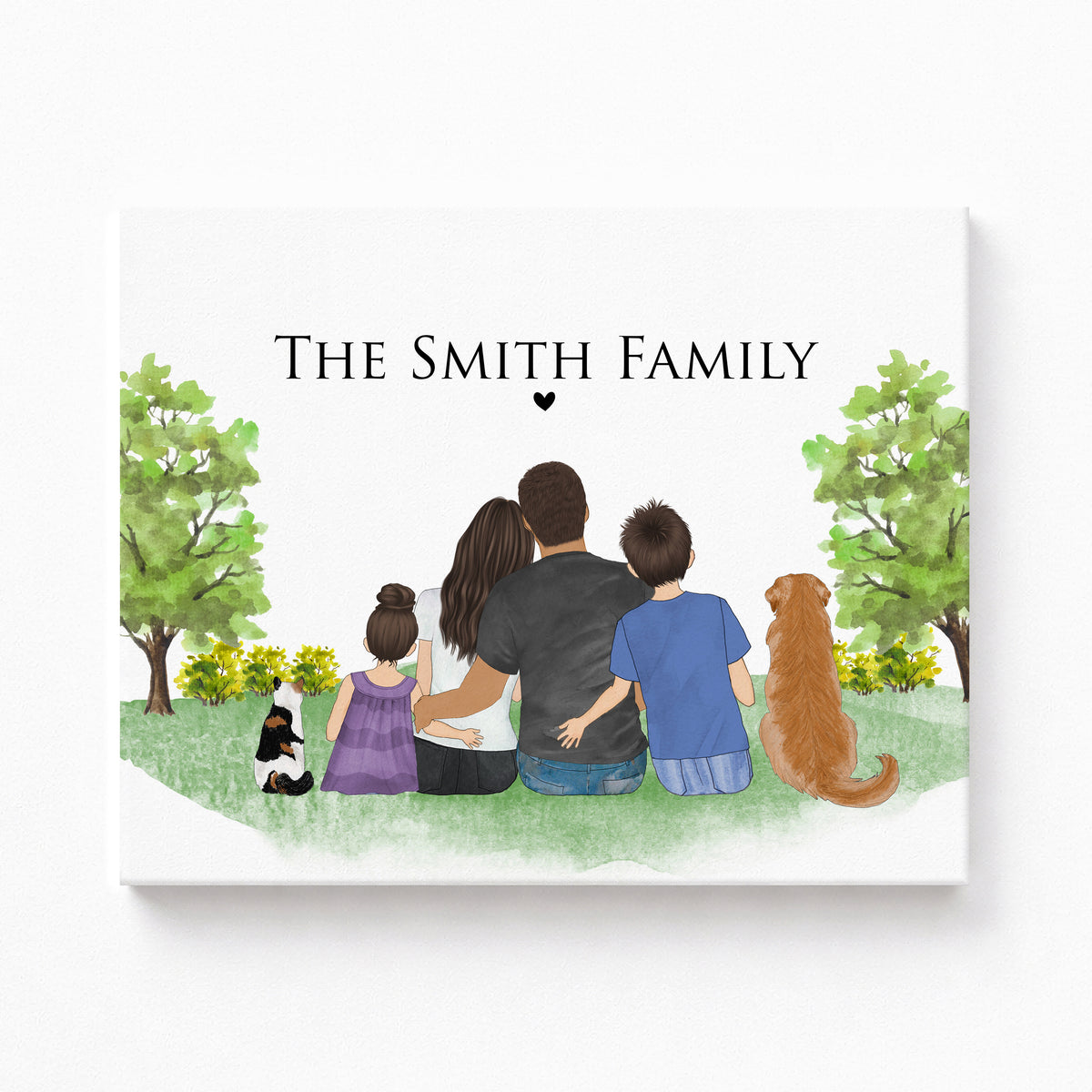 Custom Family Portrait with Pet | Christmas Gift for Family