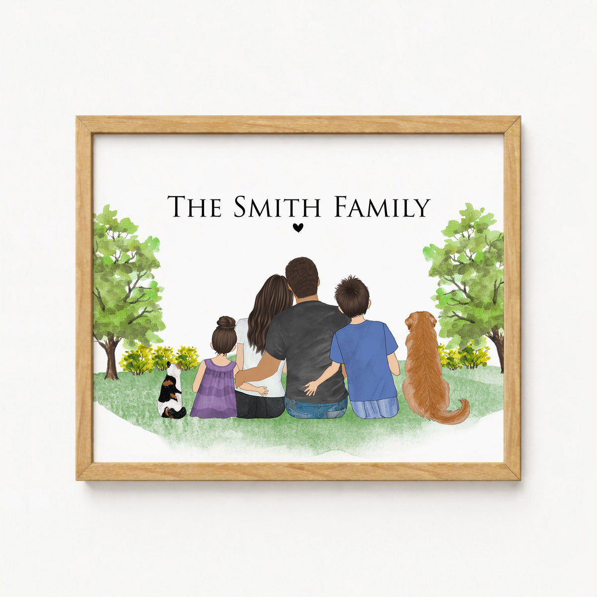 Custom Family Portrait with Pet | Christmas Gift for Family