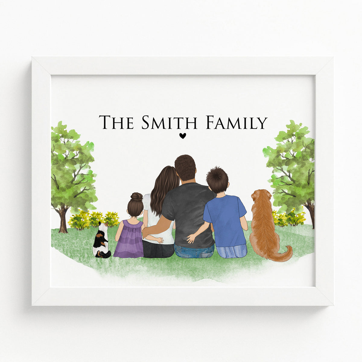 Custom Family Portrait with Pet | Christmas Gift for Family