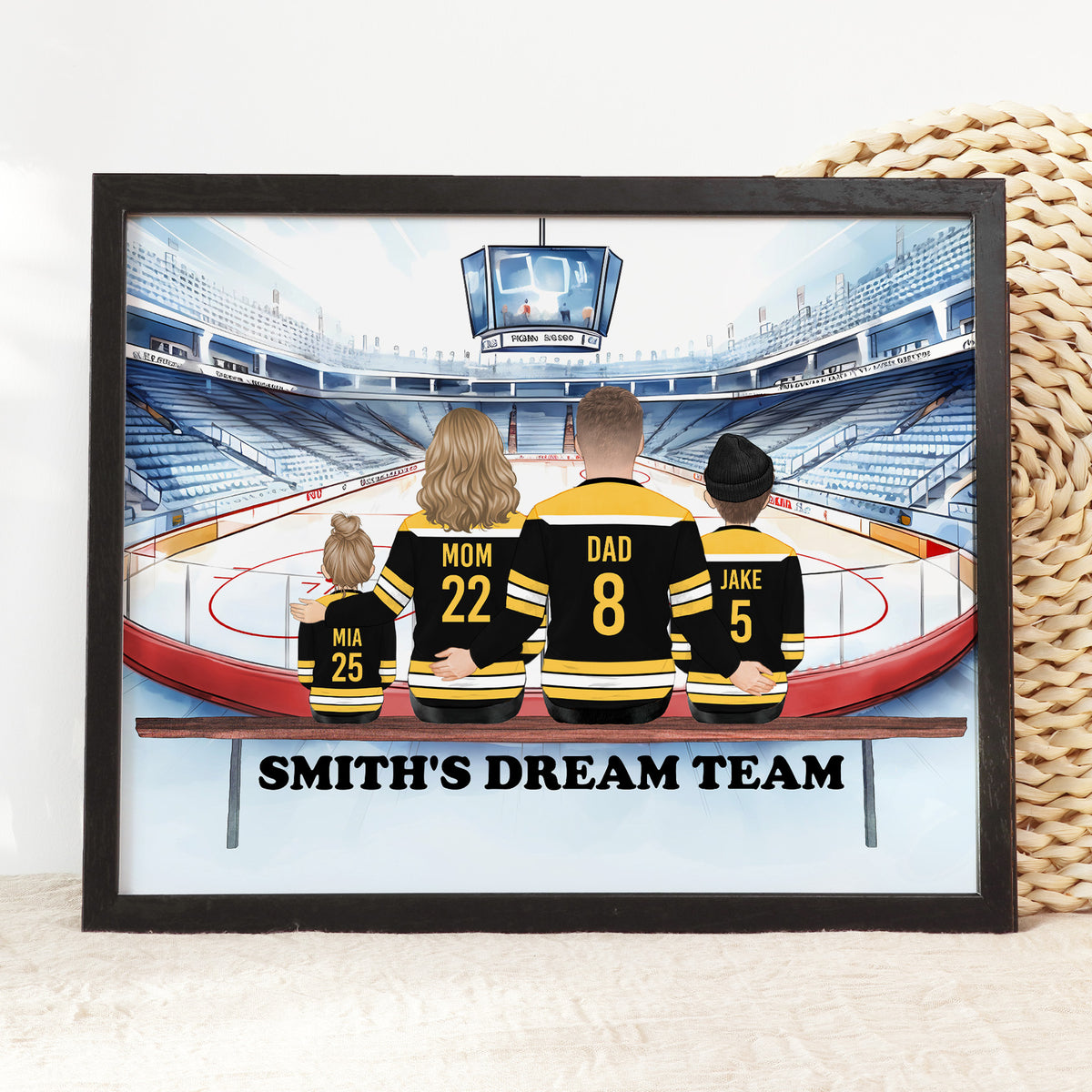 Custom Ice Hockey Family Portrait | Hockey Dad Gift