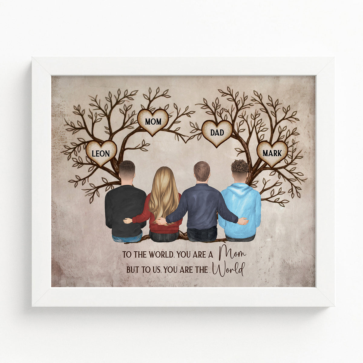 Custom Family Tree Portrait | Personalized Gift for Mom