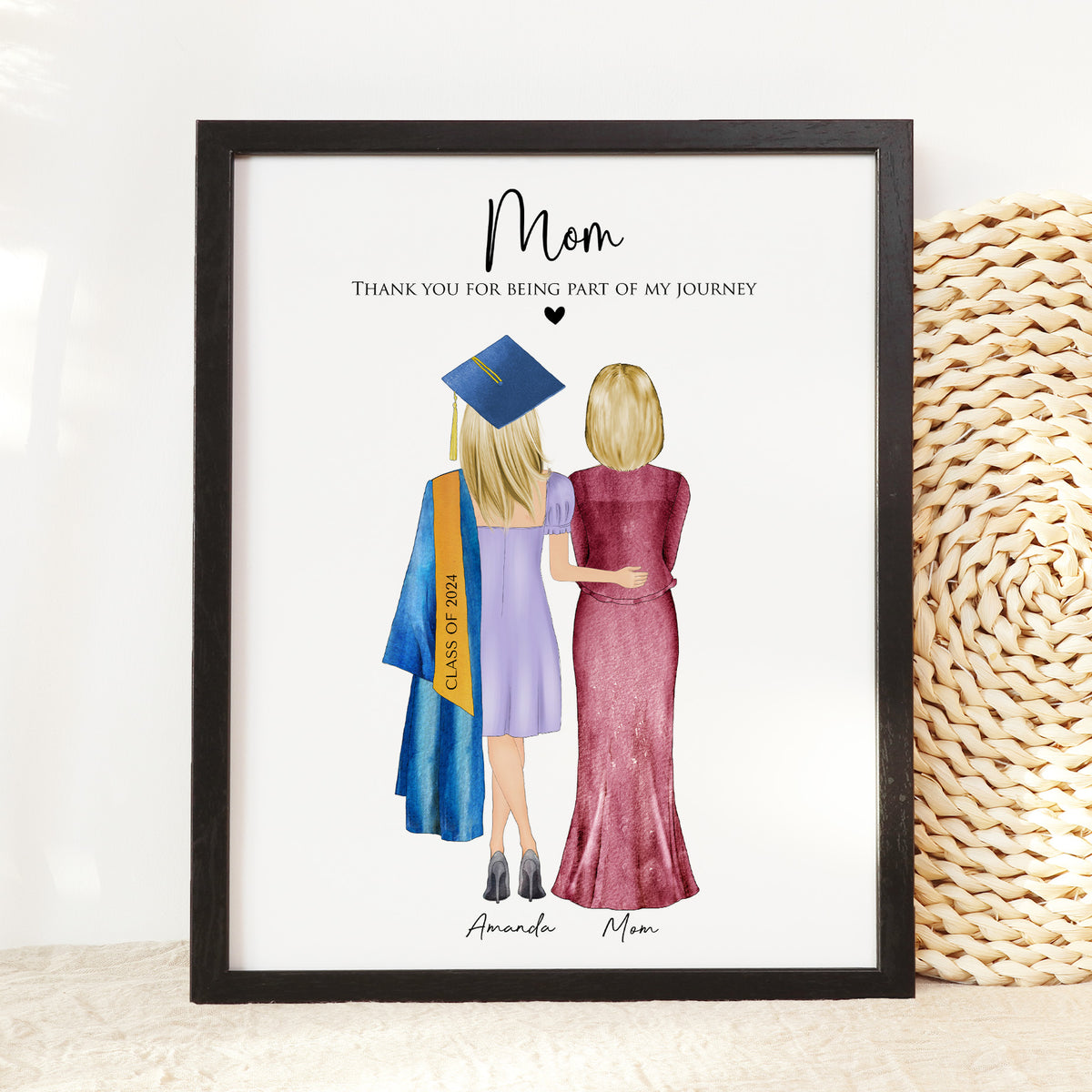 Graduate Girl Wall Art | Graduation Portrait with Mom & Daughter