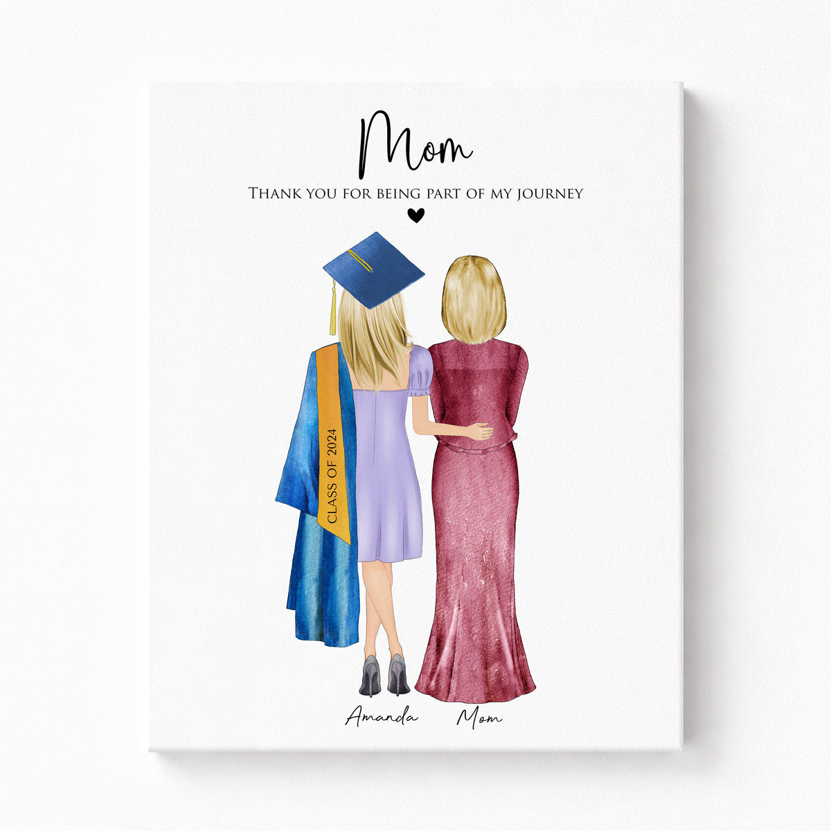 Graduate Girl Wall Art | Graduation Portrait with Mom & Daughter