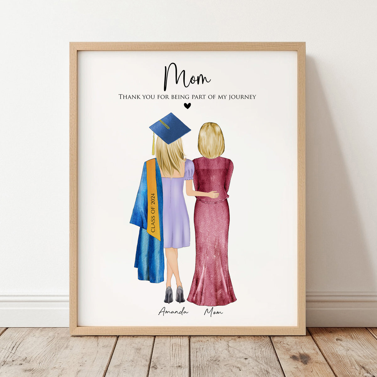 Graduate Girl Wall Art | Graduation Portrait with Mom & Daughter