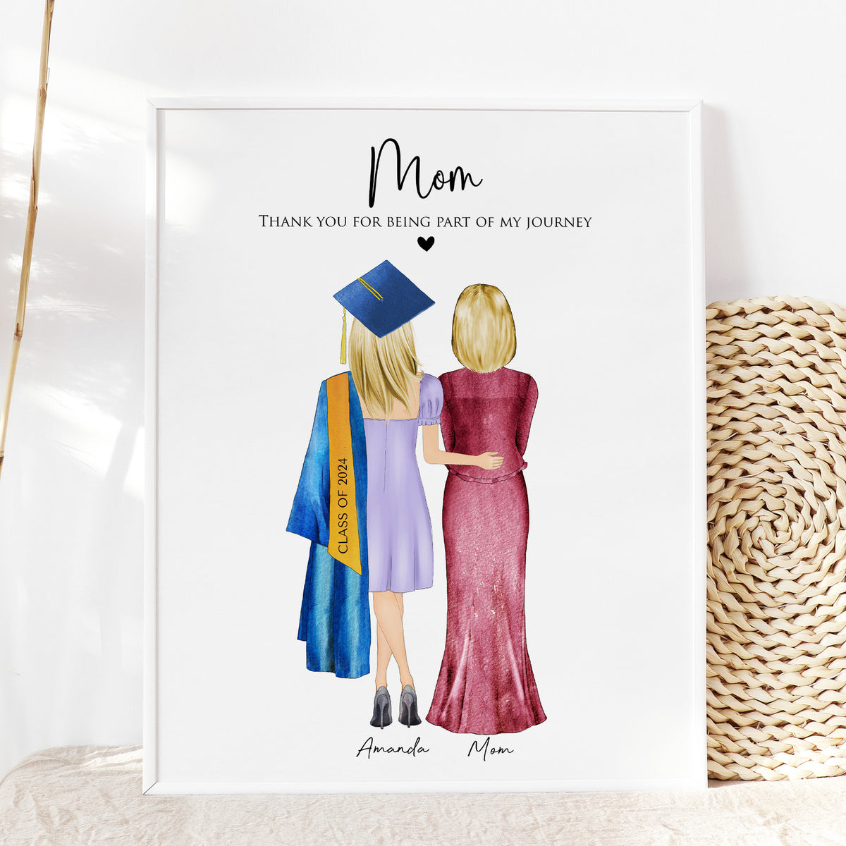 Graduate Girl Wall Art | Graduation Portrait with Mom & Daughter