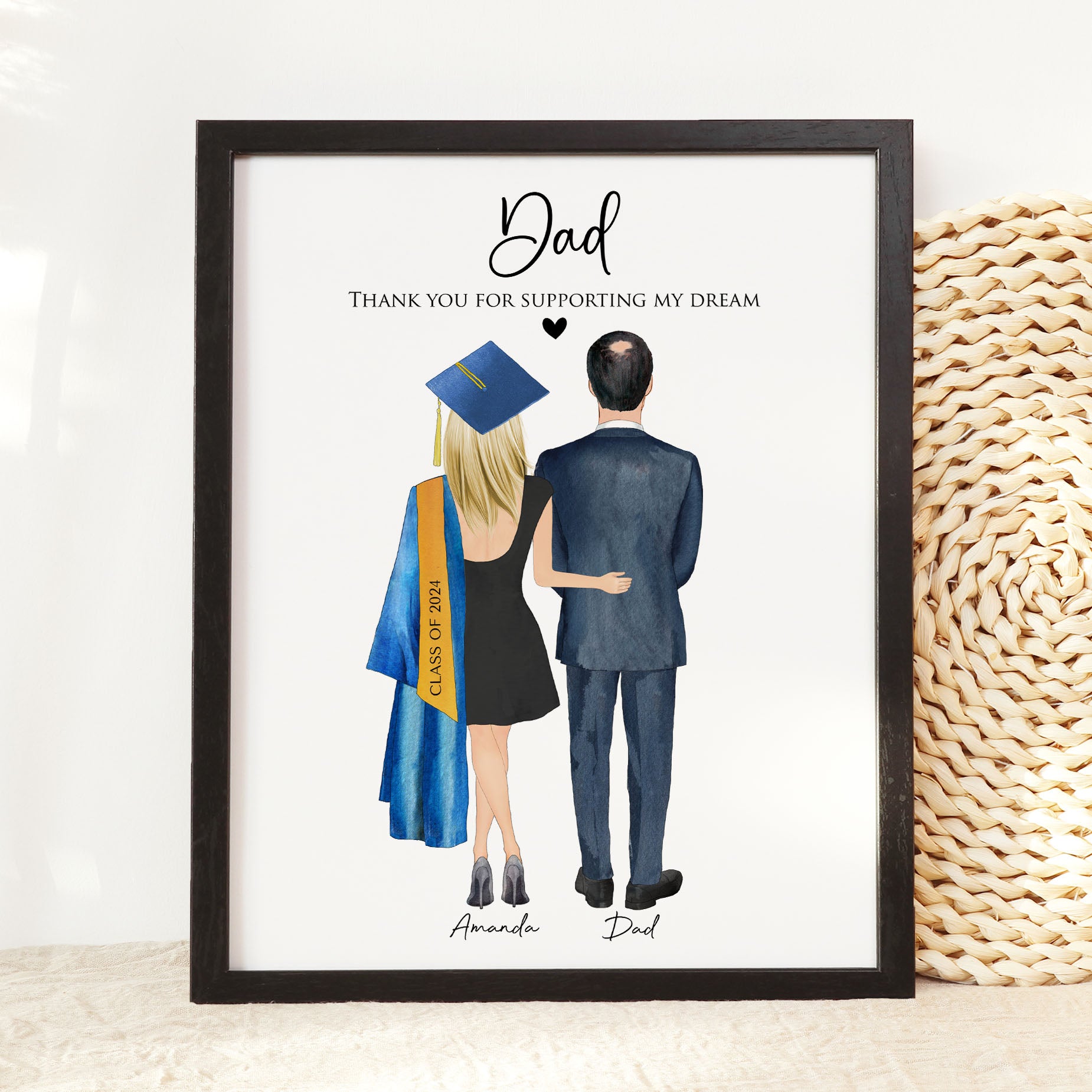 Graduate Girl Daughter with Dad Wall Art