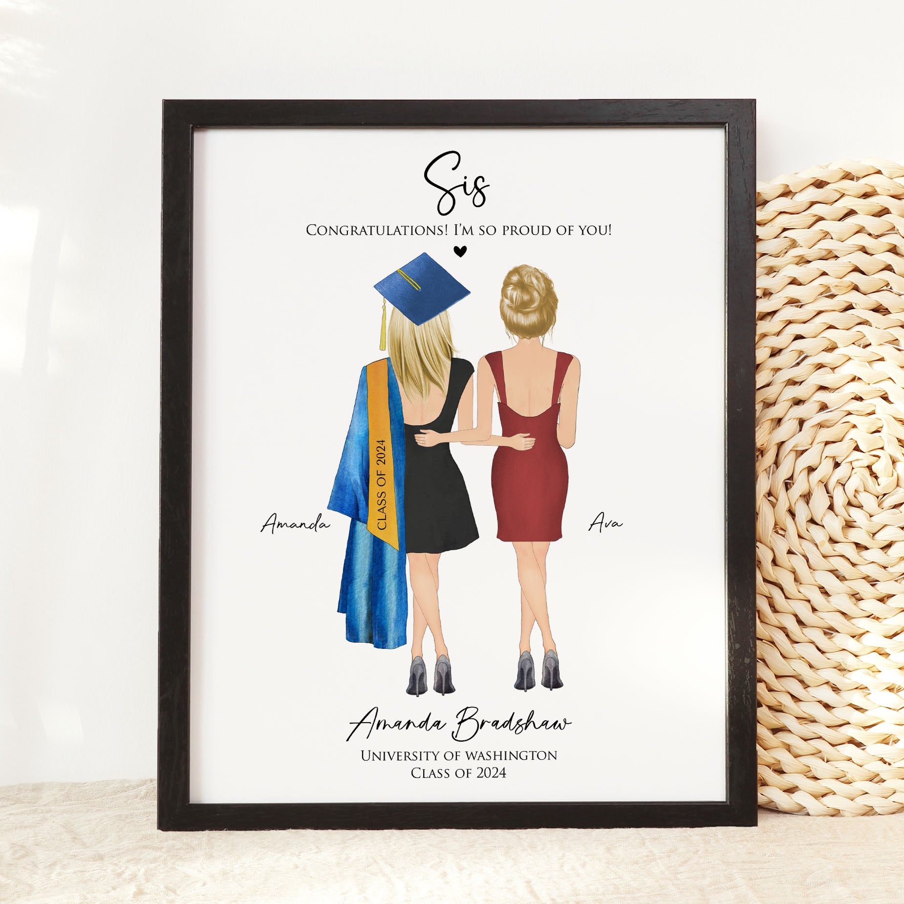 Congrats to Sister Graduation Wall Art Gift