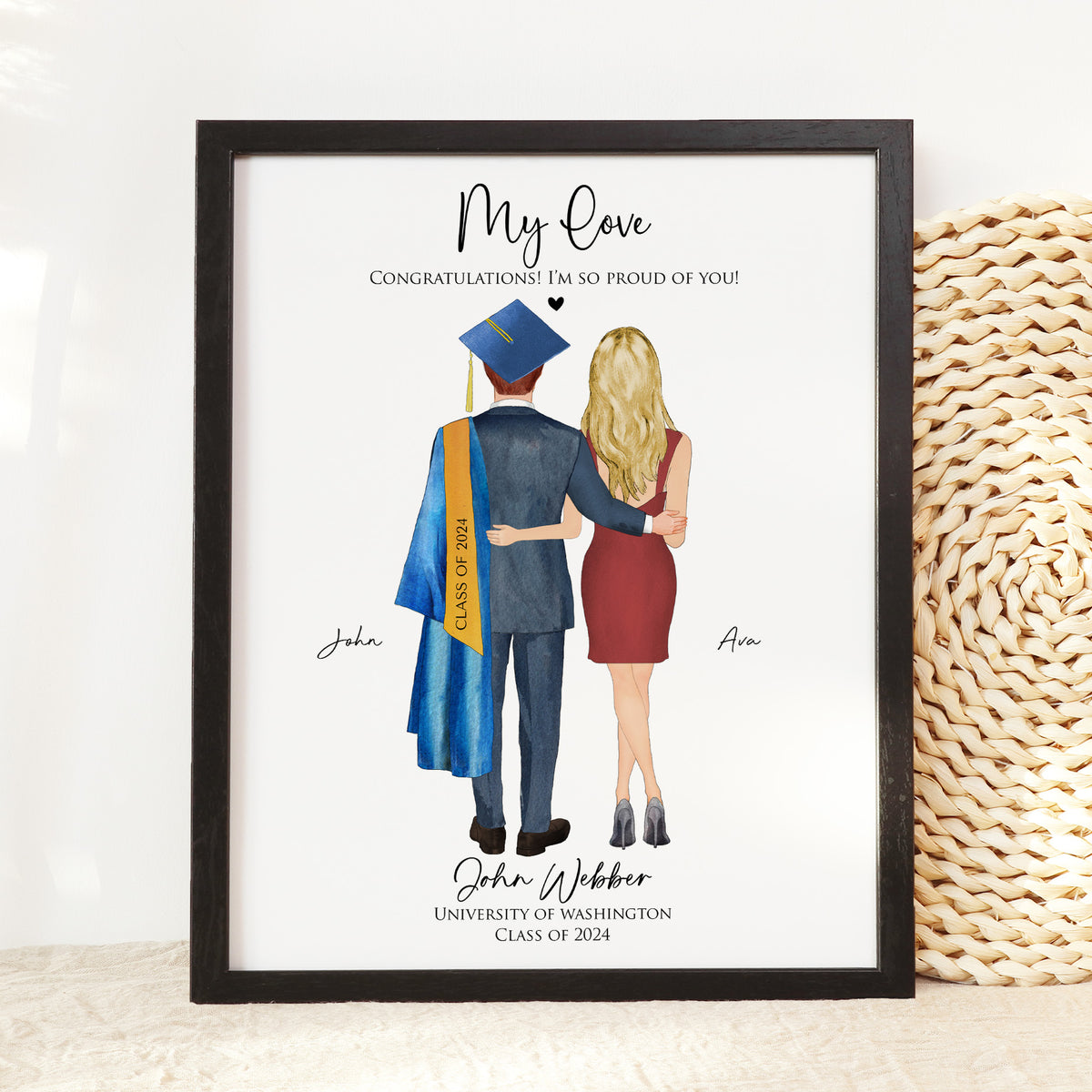 Boyfriend Graduation Gift | Personalized Portrait from Girlfriend