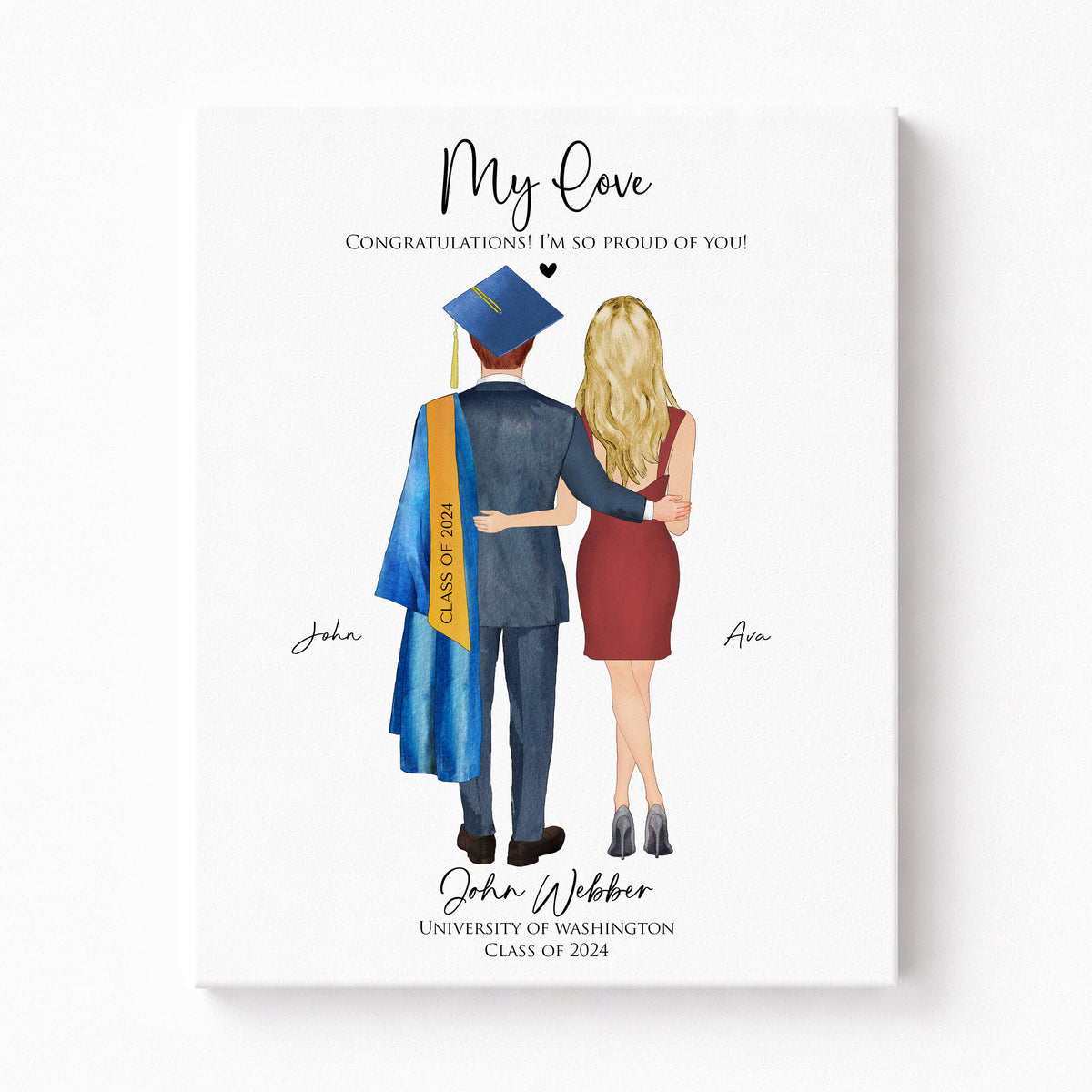 Boyfriend Graduation Gift | Personalized Portrait from Girlfriend