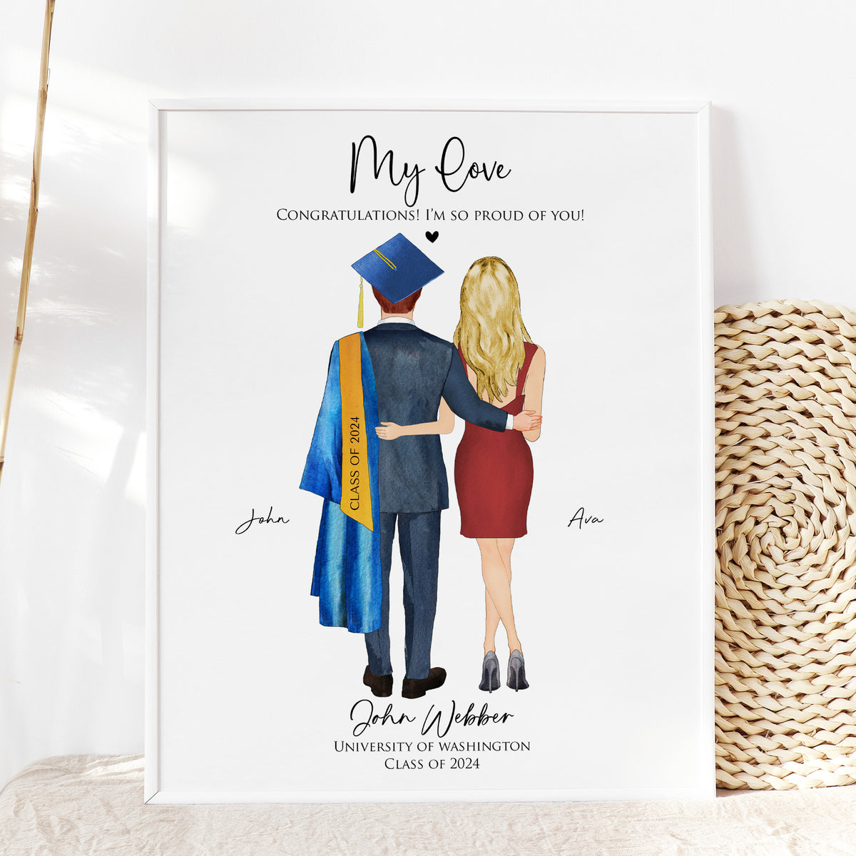 Boyfriend Graduation Gift | Personalized Portrait from Girlfriend