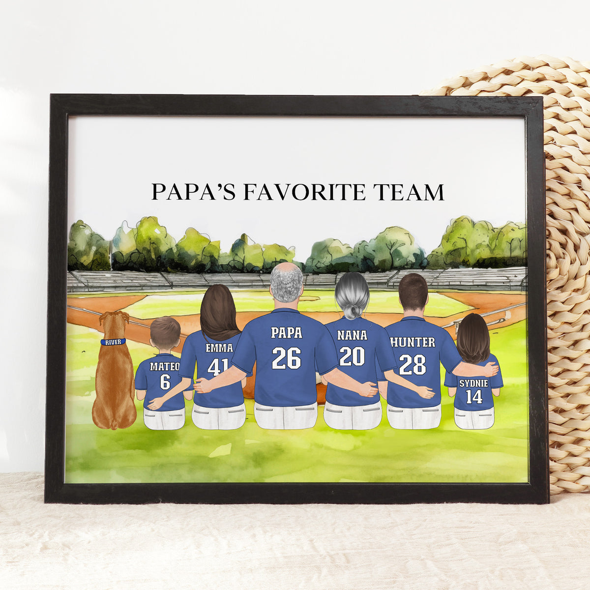 Grandpa's Dream Team Baseball Portrait | Grandpa Baseball Gift
