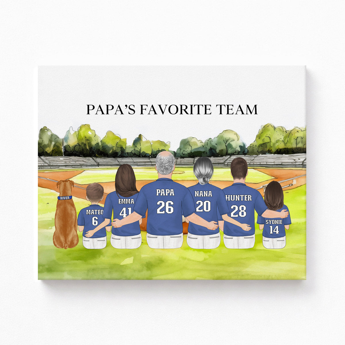 Grandpa's Dream Team Baseball Portrait | Grandpa Baseball Gift
