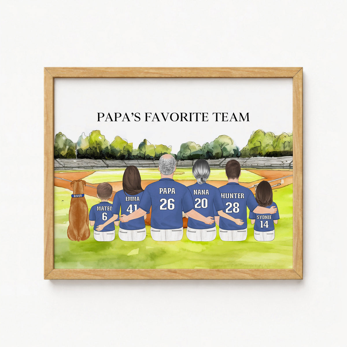 Grandpa's Dream Team Baseball Portrait | Grandpa Baseball Gift