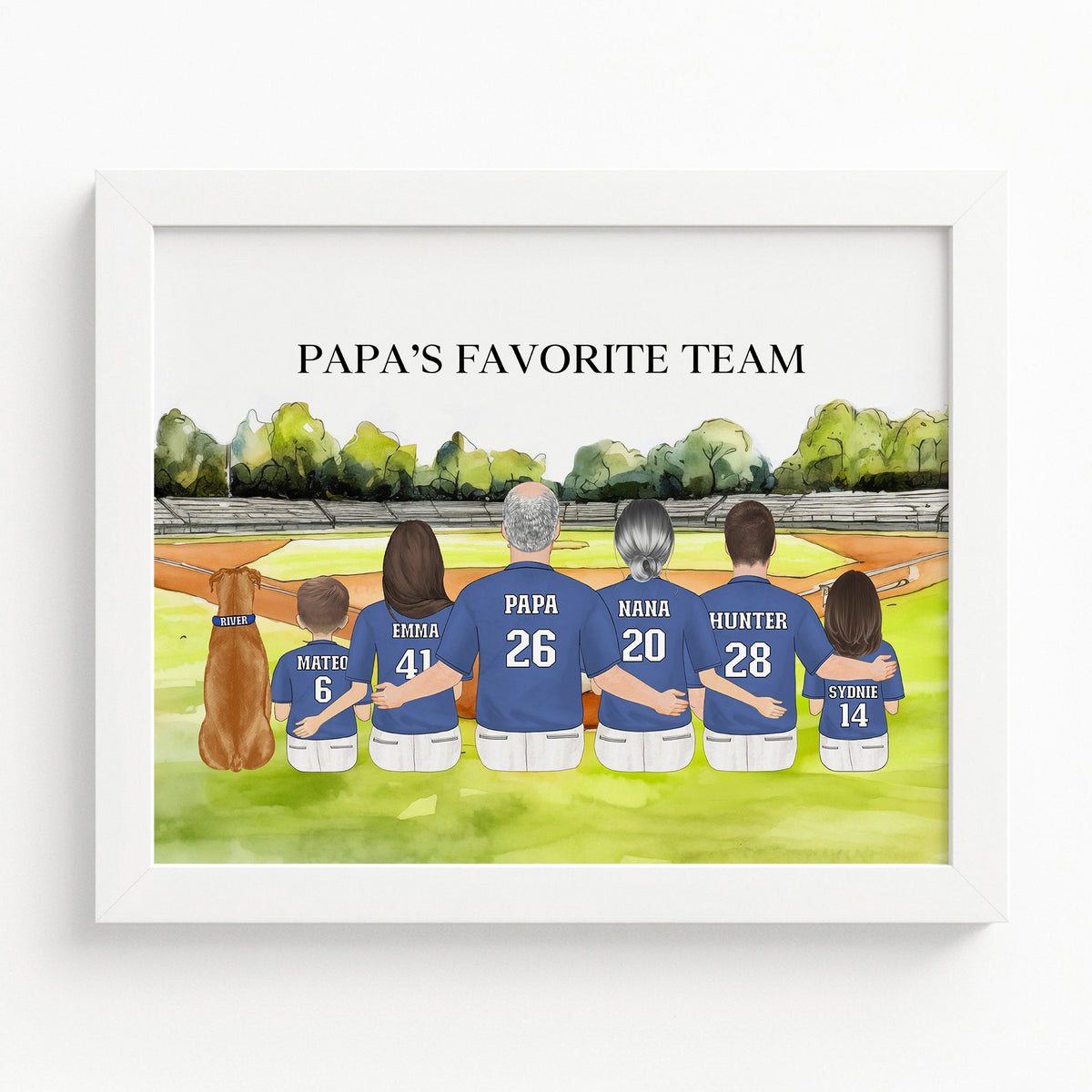 Grandpa's Dream Team Baseball Portrait | Grandpa Baseball Gift