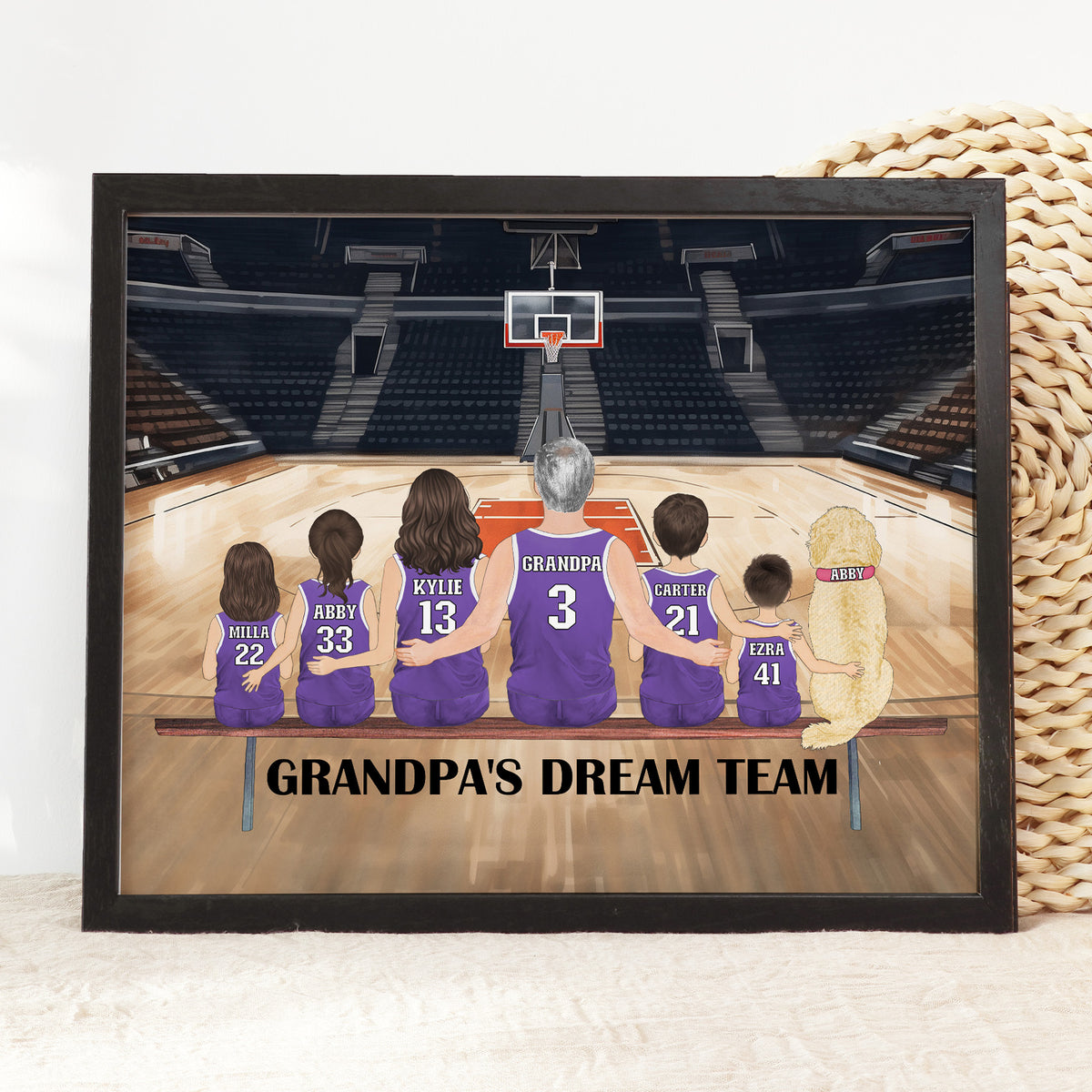 Grandpa's Dream Team Basketball Portrait | Grandpa Sports Gift