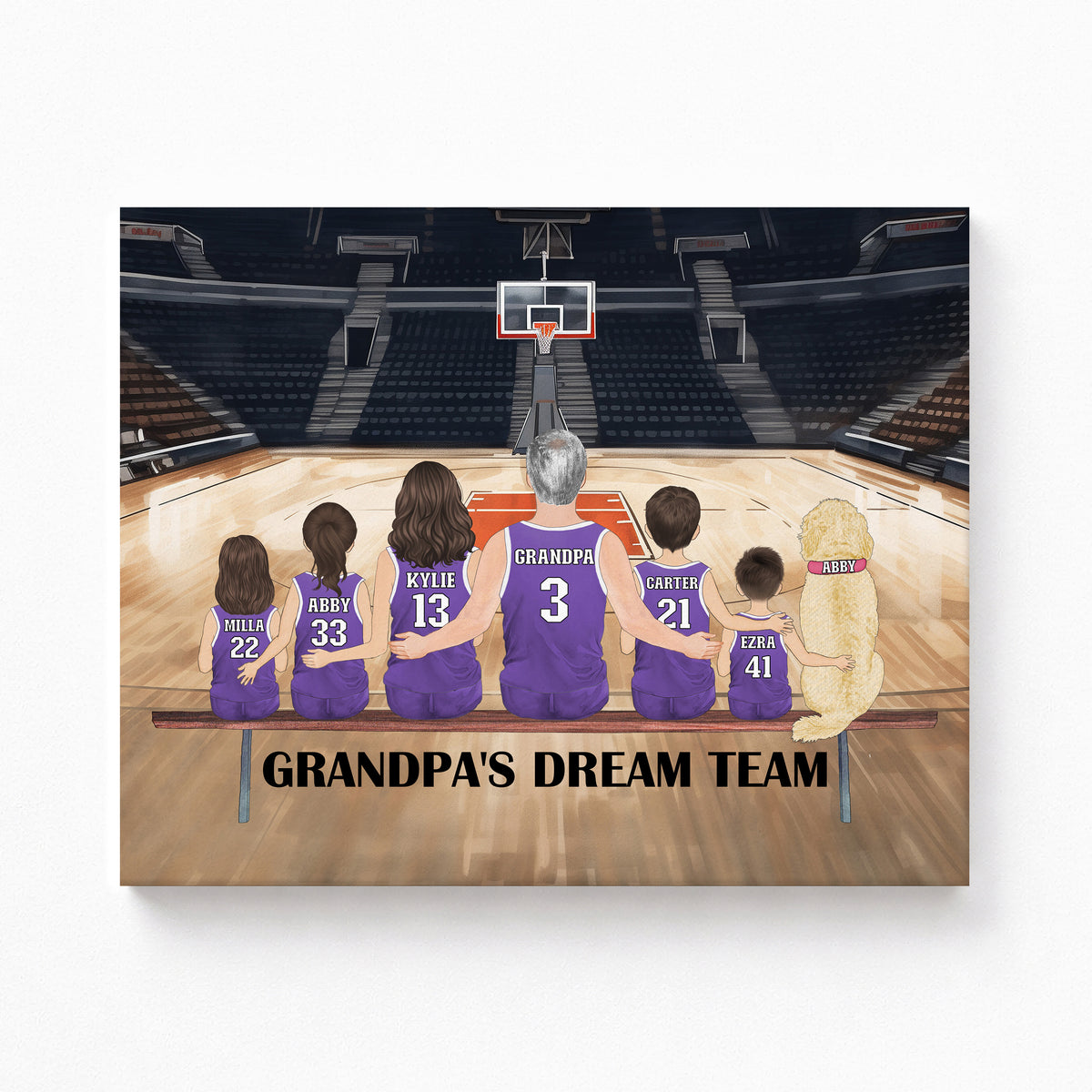 Grandpa's Dream Team Basketball Portrait | Grandpa Sports Gift