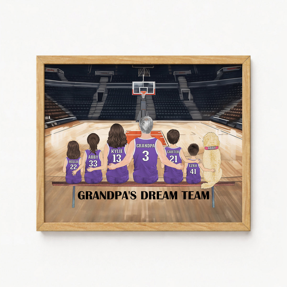 Grandpa's Dream Team Basketball Portrait | Grandpa Sports Gift