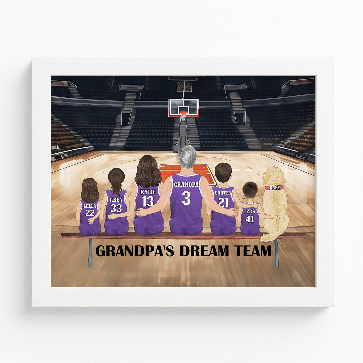 Grandpa's Dream Team Basketball Portrait | Grandpa Sports Gift