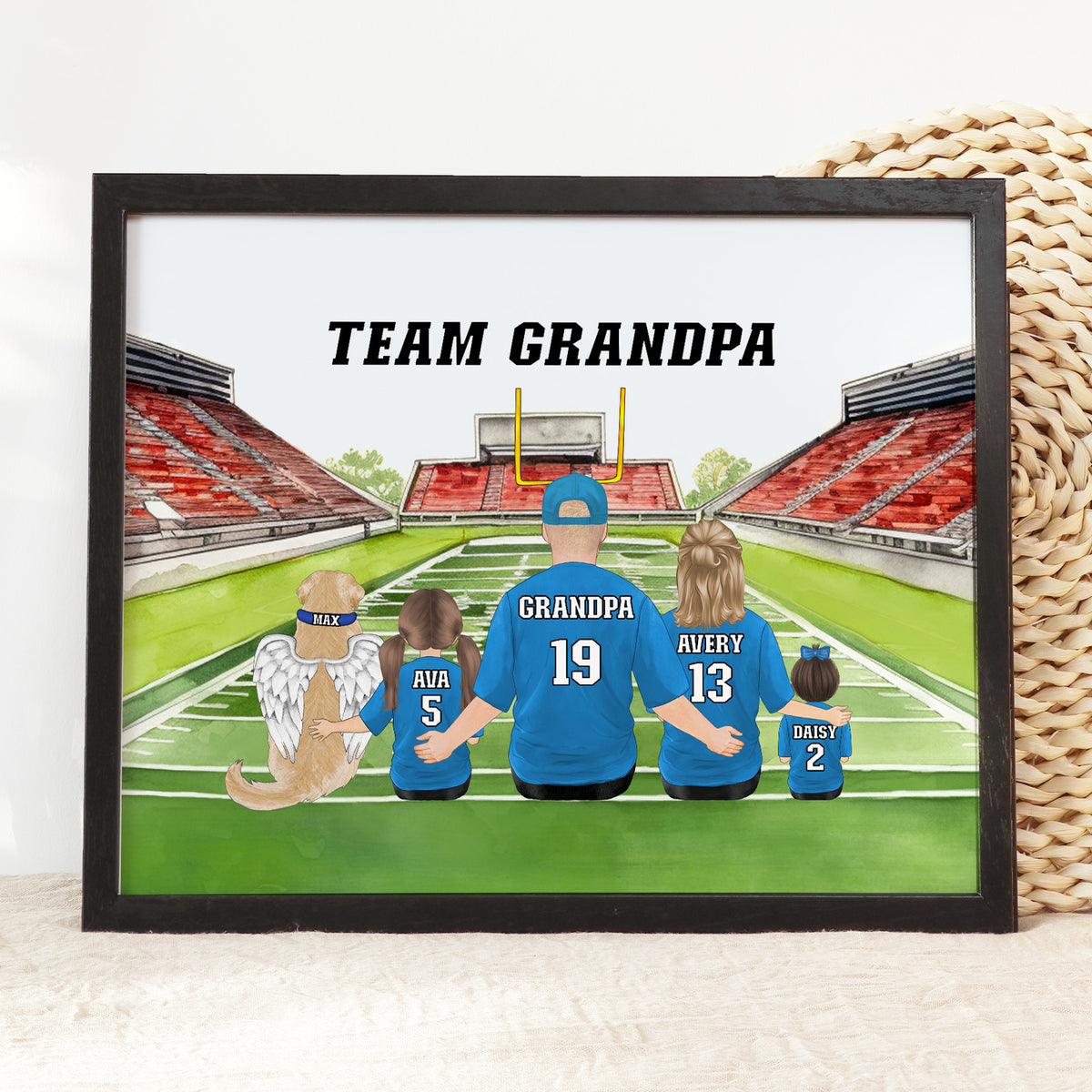 Grandpa's Dream Team Football Portrait | Grandpa Football Gift
