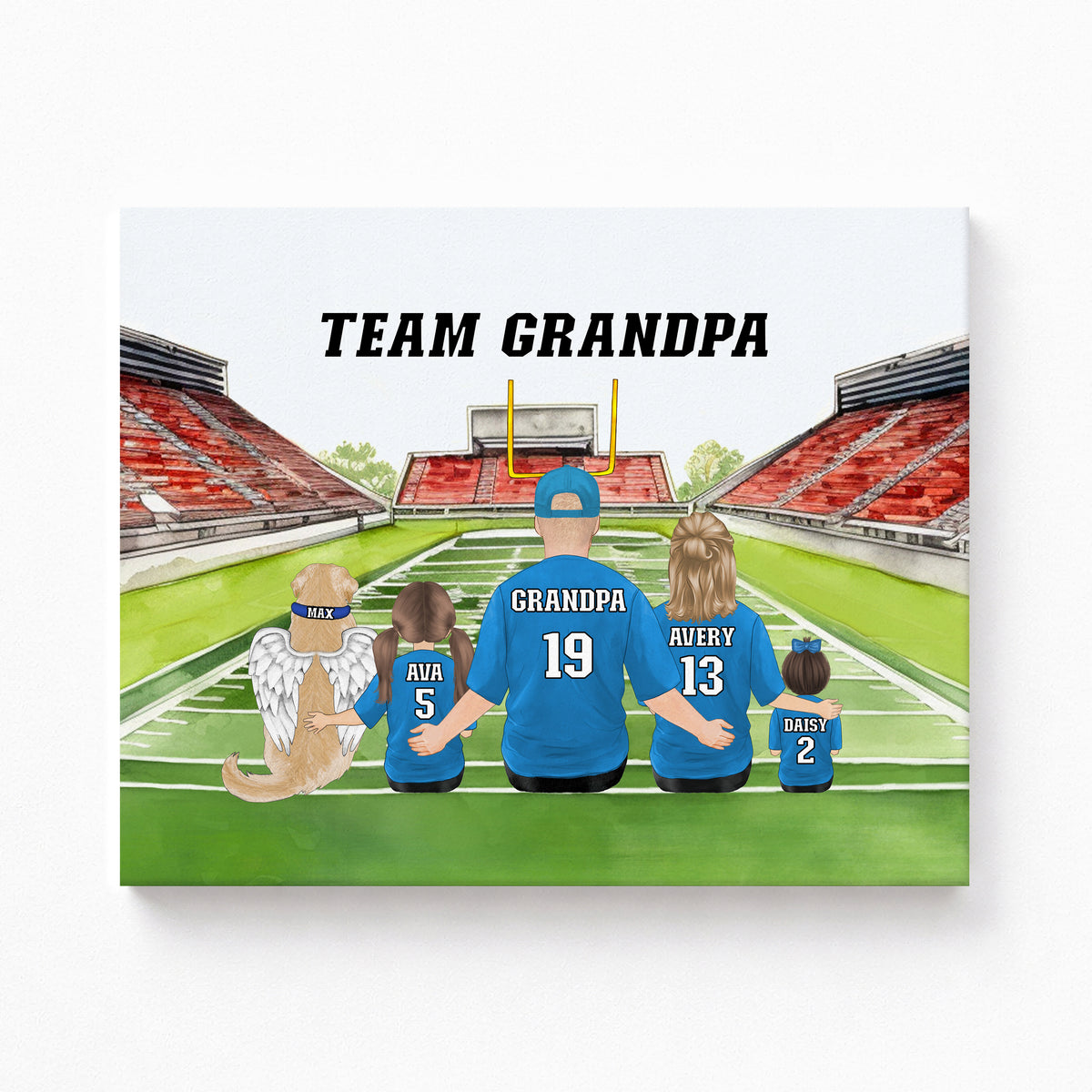 Grandpa's Dream Team Football Portrait | Grandpa Football Gift