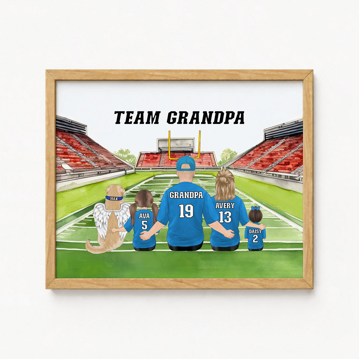 Grandpa's Dream Team Football Portrait | Grandpa Football Gift