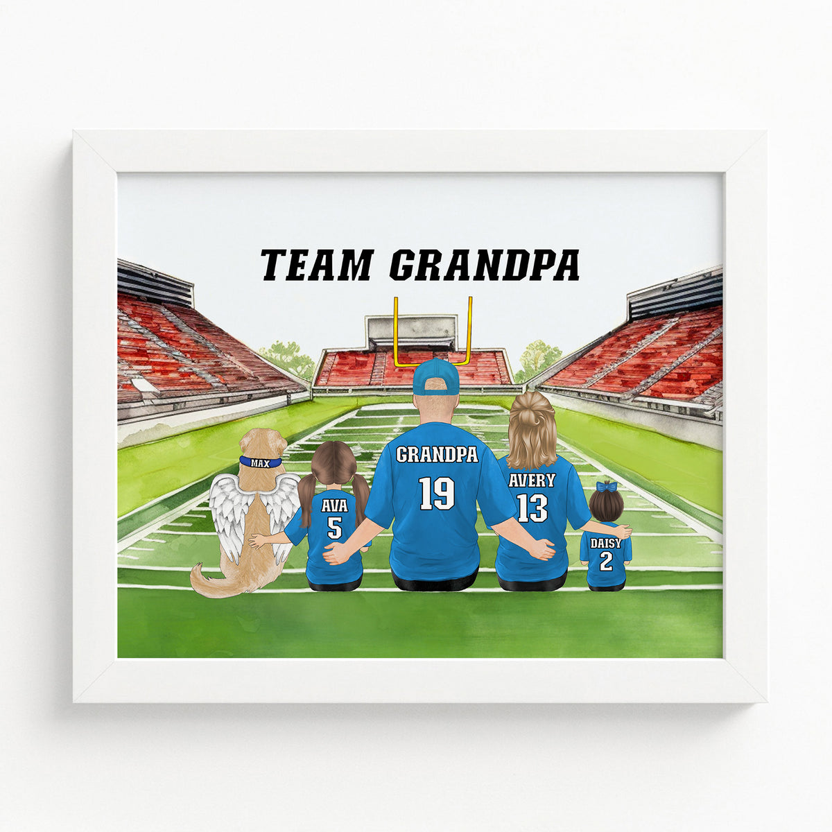 Grandpa's Dream Team Football Portrait | Grandpa Football Gift