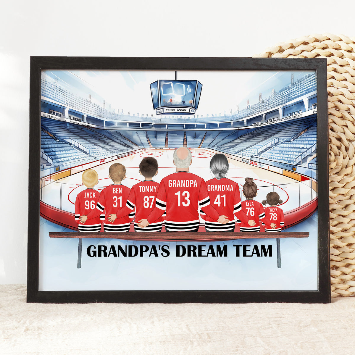Grandpa's Dream Team Hockey Portrait | Grandpa Hockey Gift