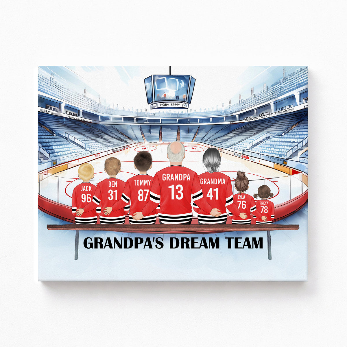 Grandpa's Dream Team Hockey Portrait | Grandpa Hockey Gift