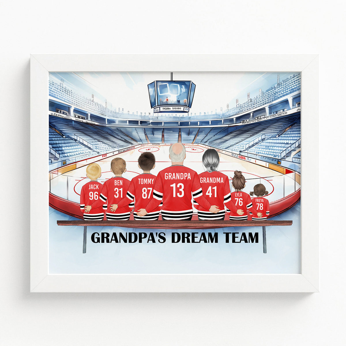 Grandpa's Dream Team Hockey Portrait | Grandpa Hockey Gift