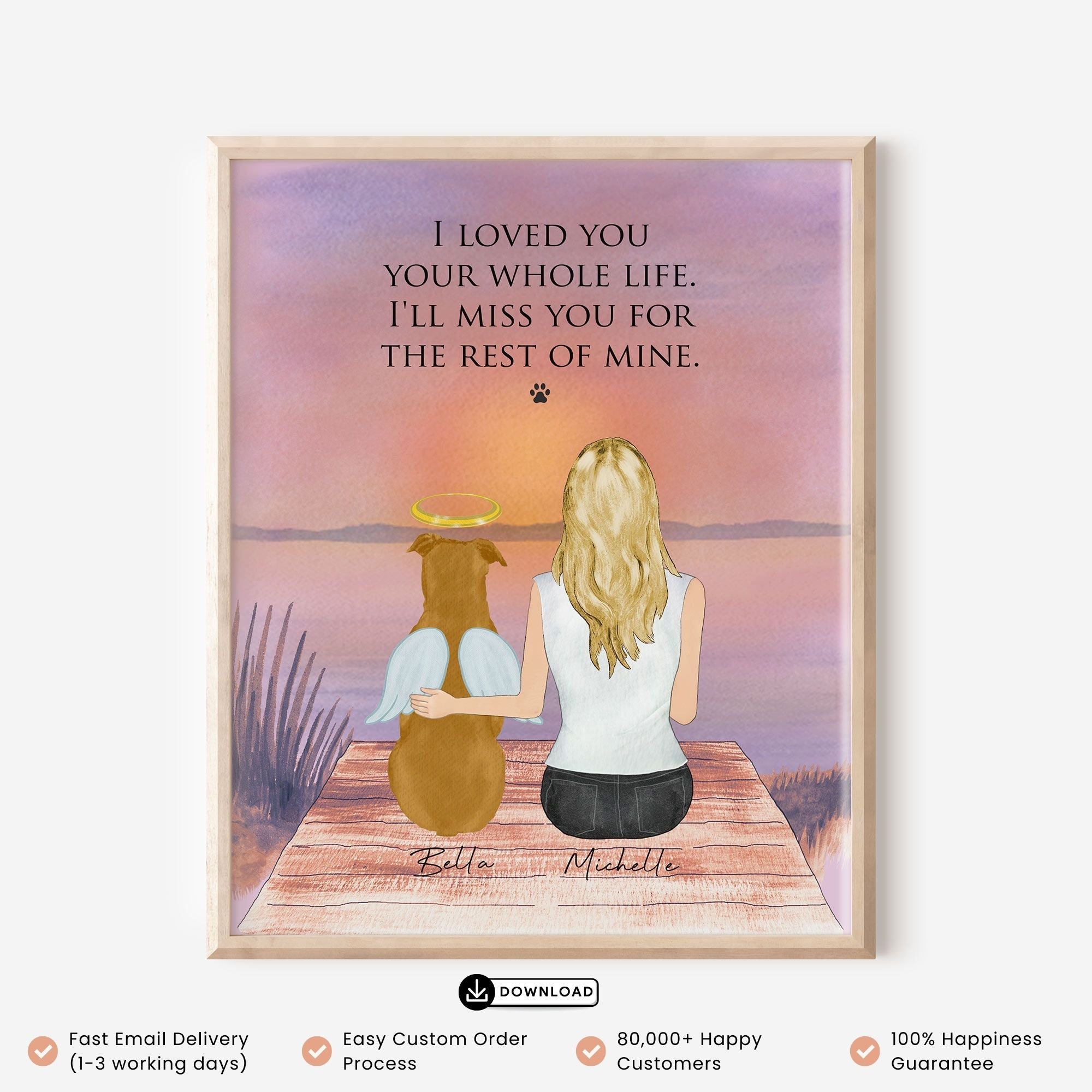 Dog and Girl Memorial Wall Art Print