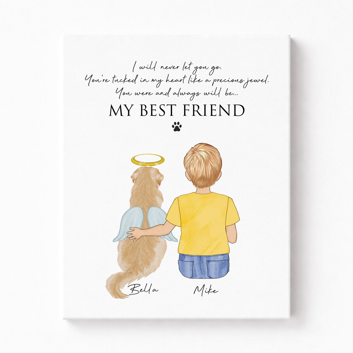 Dog & Kid Memorial Wall Art | Pet Loss Gift for Children