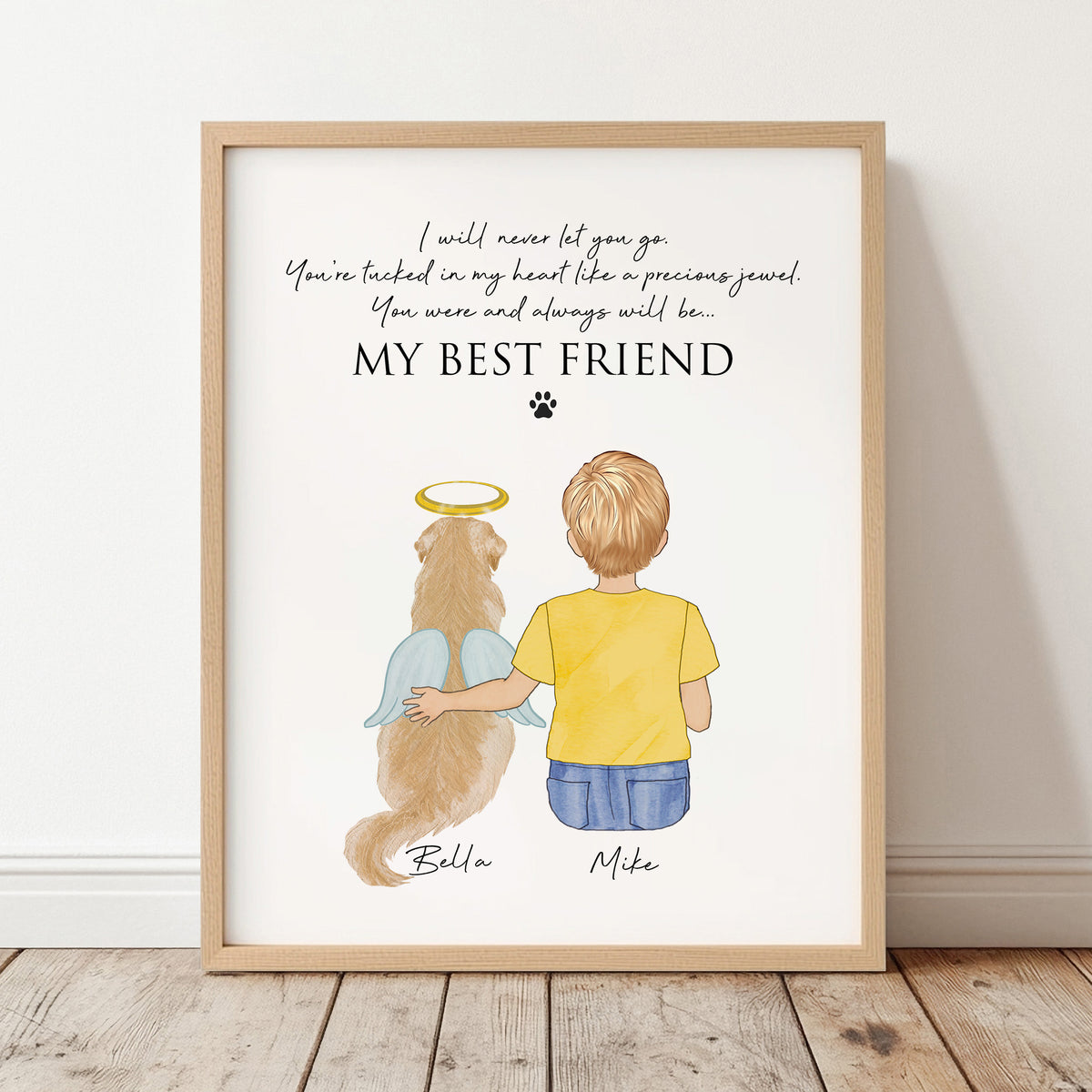 Dog & Kid Memorial Wall Art | Pet Loss Gift for Children