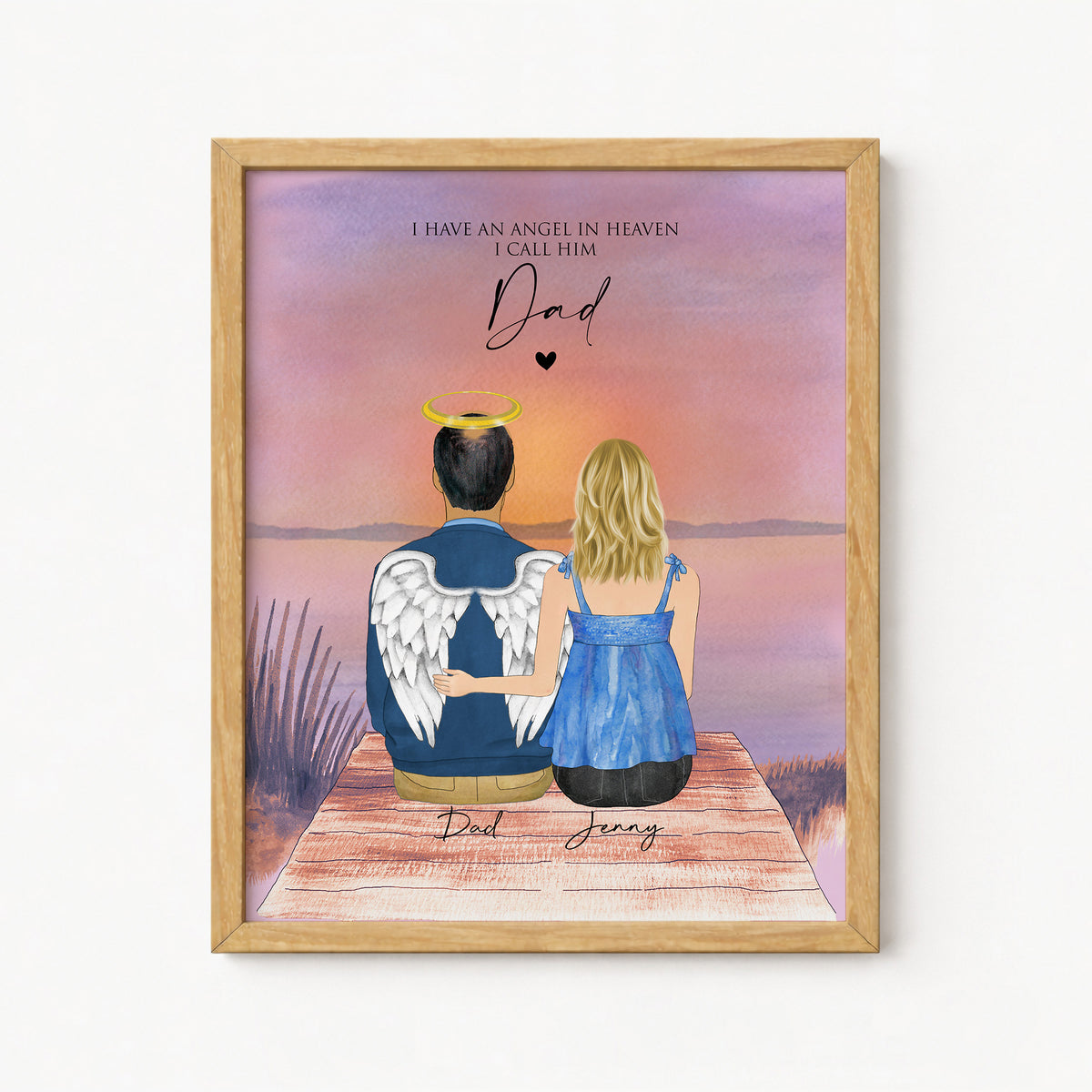 Loss of Father Memorial Wall Art | Angel Dad Portrait Gift