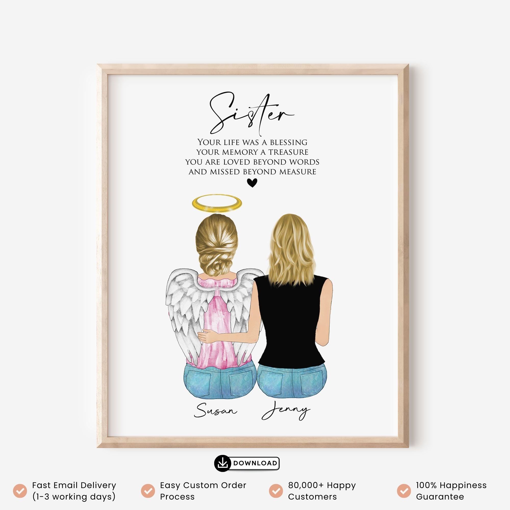 Loss of Sister Memorial Wall Art Print