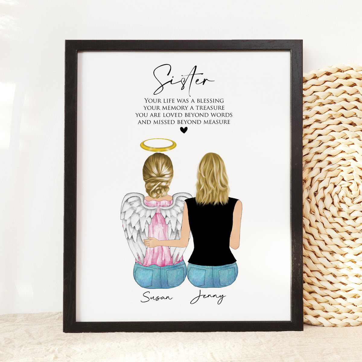 Loss of Sister Memorial Portrait | Personalized Sympathy Gift